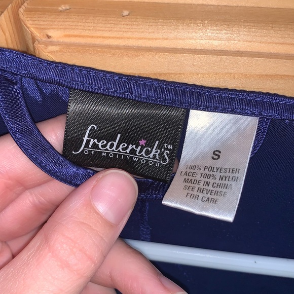 Fredericks of hollywood blue lace satin bridal spa robe gown set size S - Picture 5 of 5